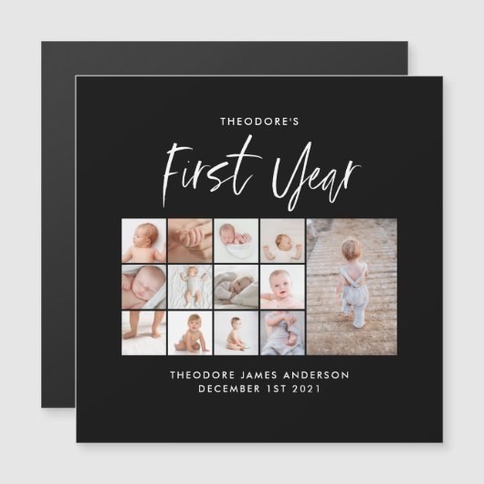 Babies het eerste jaar monochroom fotocollage schr (Voorkant / Achterkant)