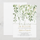 Babies in Bloom greenery twins-uitnodiging Kaart (Voorkant / Achterkant)