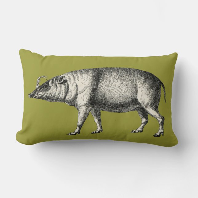 Babirusa Wild Pig Boar Hog Warthog Vintage Kussen (Voorkant)