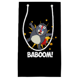 Baboom Funny Exploding Baboon Pun Dark BG Klein Cadeauzakje