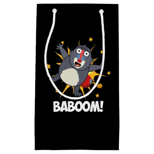 Baboom Funny Exploding Baboon Pun Dark BG Klein Cadeauzakje (Voorkant)