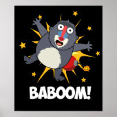Baboom Funny Exploding Baboon Pun Dark BG Poster (Voorkant)