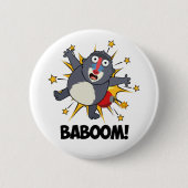 Baboom Funny Exploding Monkey Baboon Pun Ronde Button 5,7 Cm (Voorkant)