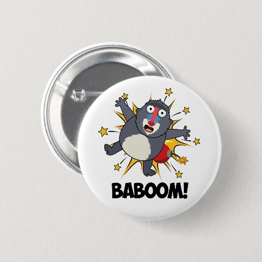 Baboom Funny Exploding Monkey Baboon Pun Ronde Button 5,7 Cm (Voorkant /achterkant)