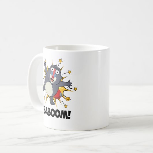 Baboom Grappig Exploding Baboon Pun Koffiemok (Voorkant links)