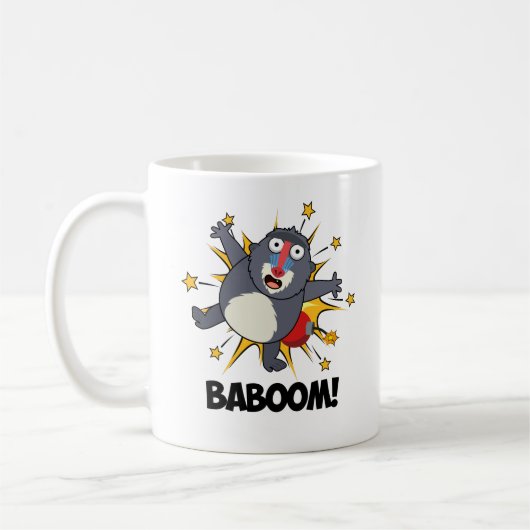 Baboom Grappig Exploding Baboon Pun Koffiemok (Links)