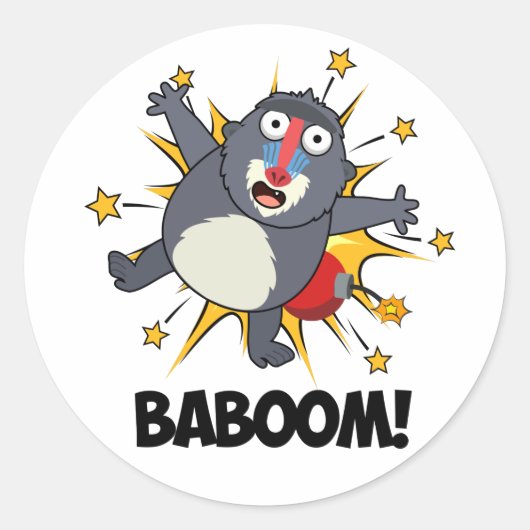 Baboom Grappig Exploding Baboon Pun Ronde Sticker (Voorkant)