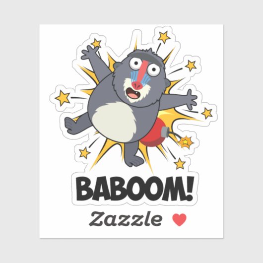 Baboom Grappig Exploding Baboon Pun Sticker (Vel)