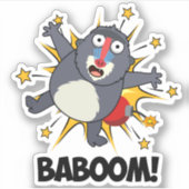 Baboom Grappig Exploding Baboon Pun Sticker (Voorkant)