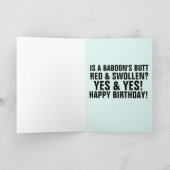 BABOON BILLENPRAT FUNNY VERJAARDAGKAARTEN, ROOD &  KAART (Binnen)