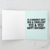 BABOON BILLENPRAT VERJAARDAGSCARDS, ROOD & GEZWOLL KAART (Binnen)