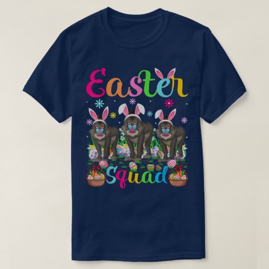 Baboon Bunny Ear Funny Easter Squad Baboon Happy E T-shirt (Design voorkant)