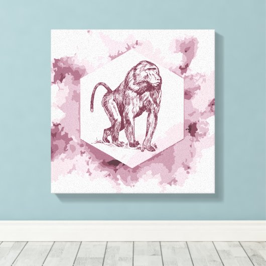 Baboon Canvas Afdruk (Insitu (Houten vloer))