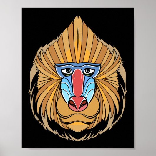 Baboon Face Halloween Scary Baboon Monkey Poster (Voorkant)