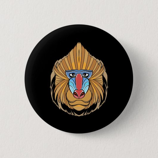 Baboon Face Halloween Scary Baboon Monkey Ronde Button 5,7 Cm (Voorkant)