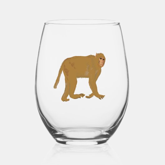 Baboon monkey art wijnglas zonder voet (Voorkant)