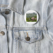 Baboon op een rots ronde button 5,7 cm (In situ)