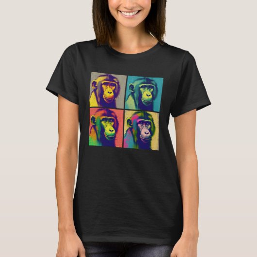 Baboon Pop Illustration Colorful Animal Women Men T-shirt (Voorkant)