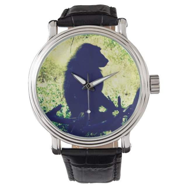 Baboon Silhouette Horloge (Voorkant)