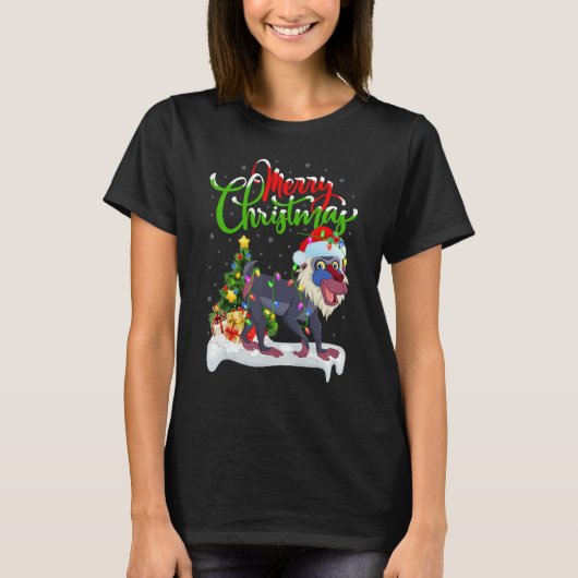 Baboon   Xmas Decorations Santa Baboon Christmas T-shirt (Voorkant)