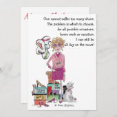 Babs heeft schoenen, dromen van meer, kleurenschet feestdagenkaart (Voorkant / Achterkant)