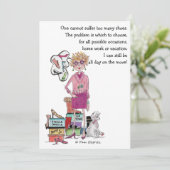 Babs heeft schoenen, dromen van meer, kleurenschet feestdagenkaart (Staand voorkant)