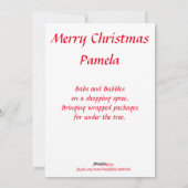 Babs heeft schoenen, dromen van meer, kleurenschet feestdagenkaart (Achterkant)