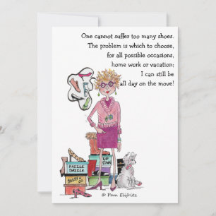 Babs heeft schoenen, dromen van meer, kleurenschet feestdagenkaart