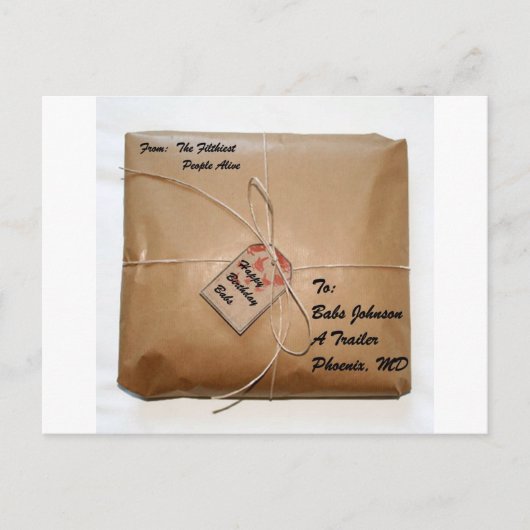 Babs Johnson Verjaardagspakket Briefkaart (Voorkant)