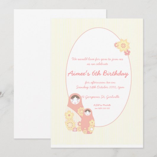 Babushka Baby shower Uitnodiging (Voorkant / Achterkant)