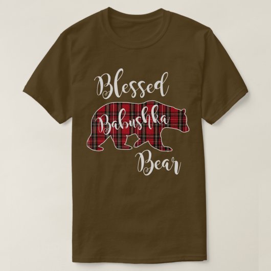 Babushka Beer Red Tartan Pset Fun Grandma T-shirt (Design voorkant)