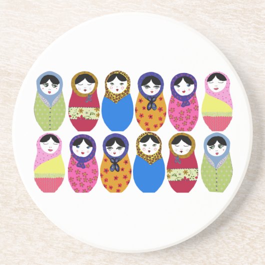Babushka Doll Zandsteen Onderzetter (Voorkant)