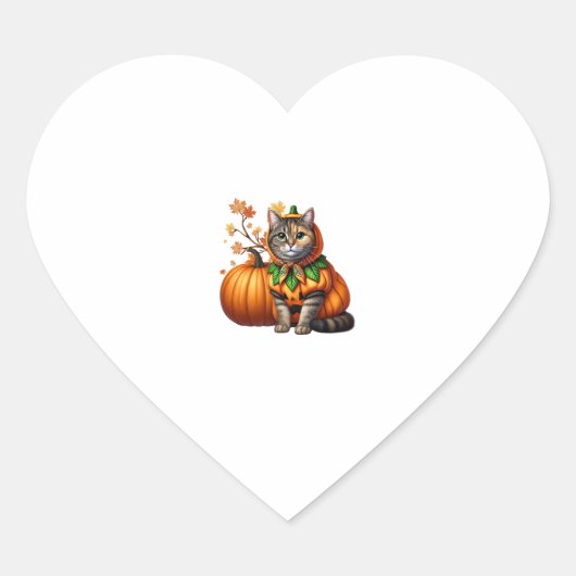 Babushka Halloween Cat Pumpkin Hart Sticker (Voorkant)