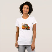 Babushka Halloween Cat Pumpkin T-shirt (Voorkant volledig)