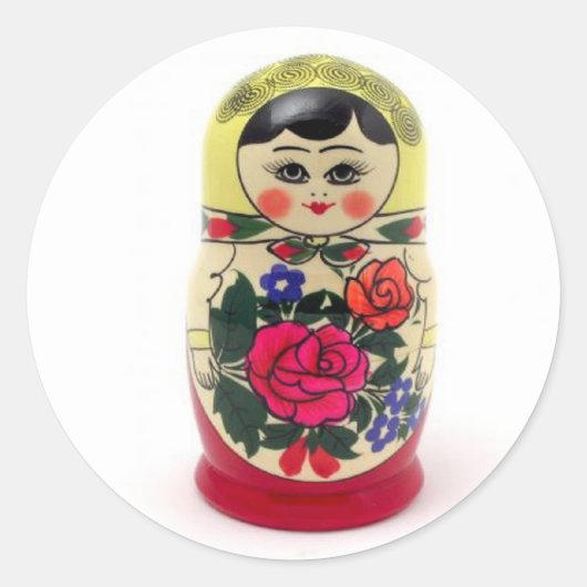 babushka ronde sticker (Voorkant)