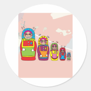 Babushka Russische houten poppen Ronde Sticker