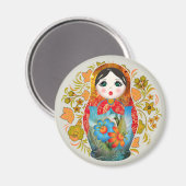 Babushka Russische Matrioshka Nesting Dolls, Magne Magneet (Voorkant / Achterkant)
