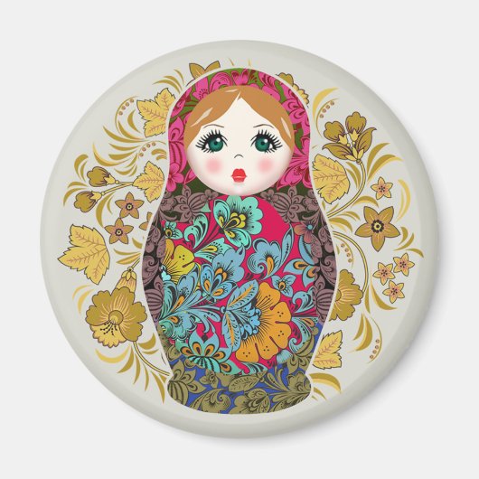 Babushka Russische Nesting Dolls Matrioshka Magnet (Voorkant)