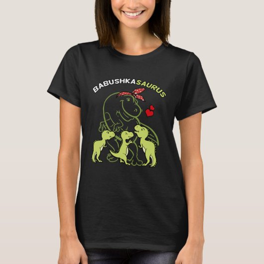 Babushkasaurus Babushka Tyrannosaurus Dinosaur Mot T-shirt (Voorkant)