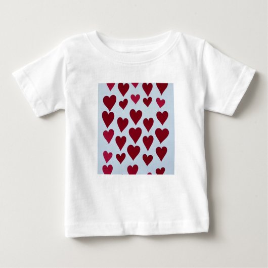 Baby 12 mos. wit T-shirt met rode harten design (Voorkant)