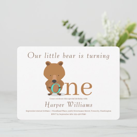 Baby 1 Beer eerste verjaardag Kaart (Staand voorkant)