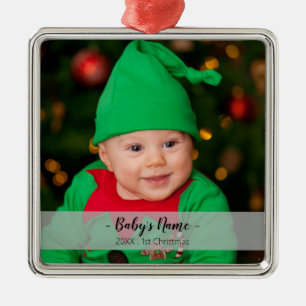 Baby 1 kerstjaar Premium voor fotoscript Metalen Ornament