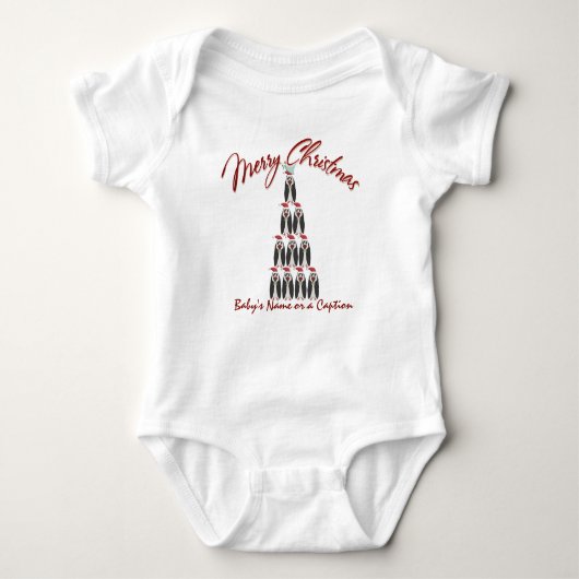 Baby 1 Kerstmis - Pinguïn - Gepersonaliseerd Romper (Voorkant)