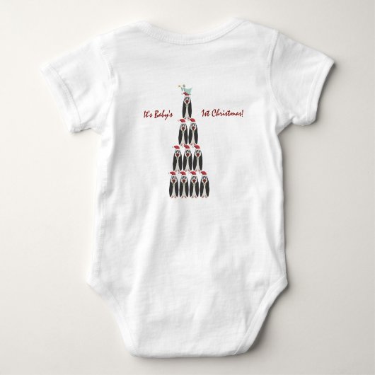 Baby 1 Kerstmis - Pinguïn - Gepersonaliseerd Romper (Achterkant)