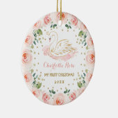 Baby 1 Kerstmis prinses Blush Floral Keramisch Ornament (Rechts)