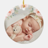 Baby 1 Kerstmis prinses Blush Floral Keramisch Ornament (Achterkant)