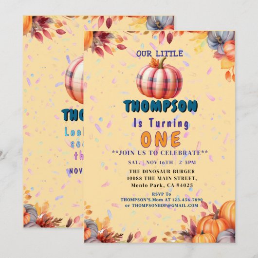 " Baby 1 st Birthday Party " Kaart (Voorkant / Achterkant)