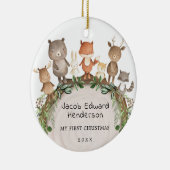 Baby 1e Eerste Kerstdag Bossen Keramisch Ornament (Rechts)