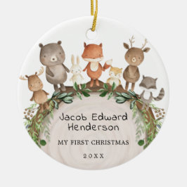 Baby 1e Eerste Kerstdag Bossen Keramisch Ornament