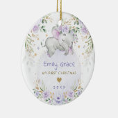 Baby 1e Eerste Kerstdag Dromen Paarse olifant Keramisch Ornament (Rechts)